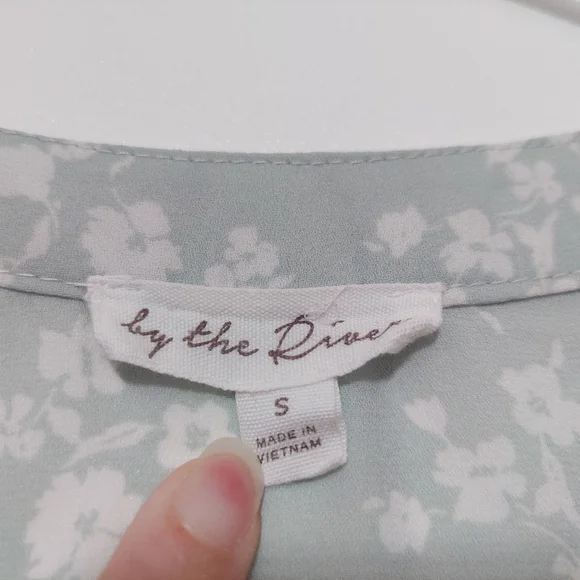 By The River Mint Floral Ruffle Dress Cottagecore Boho Sheer Mini S Spring - Picture 5 of 9